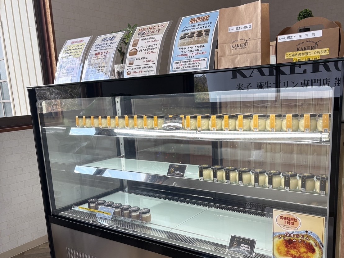 店内のショーケースには、つやつやで美しいプリンがずらり。