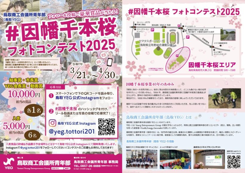 Webもり制作実績「因幡千本桜フォトコンテスト2025」チラシデザイン